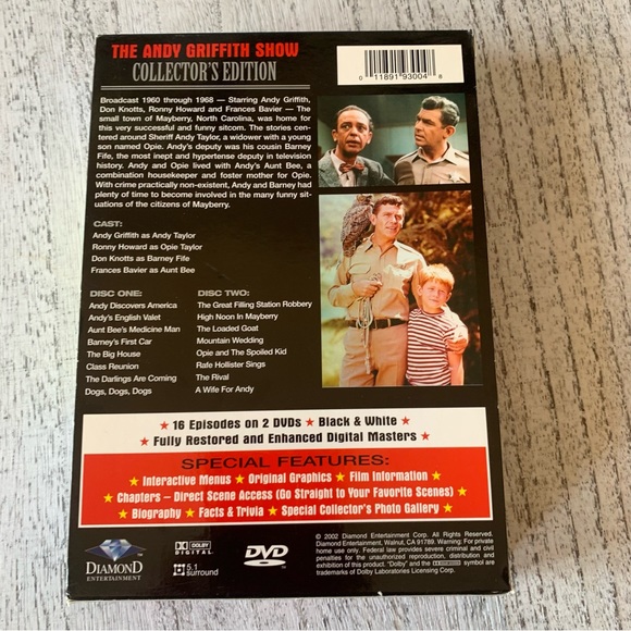 The Andy Griffith Show Collector’s Edition 2 DVD Set - Picture 3 of 8